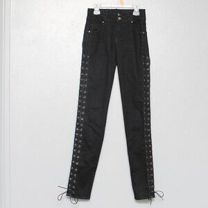 Mitzi Michel black lace up high waist skinny jeans